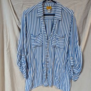 Soft Light Button Front Blue Summer Top